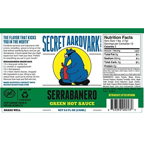 Secret Aardvark Serrabanero Green Hot Sauce | Made With Serrano