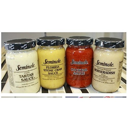 Seminole 4 Pack Seafood Sauces, Florida Stone Crab Sauce, Tartar