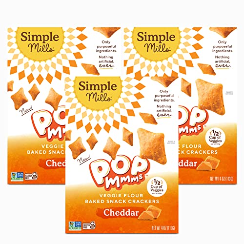 Simple Mills Pop Mmms Cheddar Veggie Flour Baked Snack Crackers,...