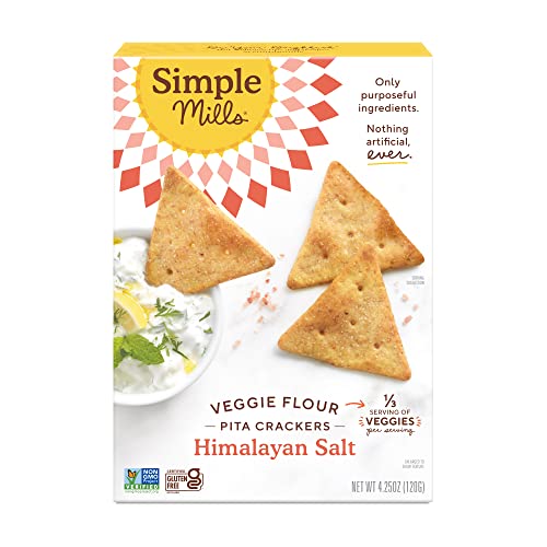 Simple Mills Veggie Pita Crackers, Himalayan Salt - Gluten Free,...