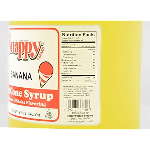 Snappy Banana Sno Cone Syrup, 1 Gallon