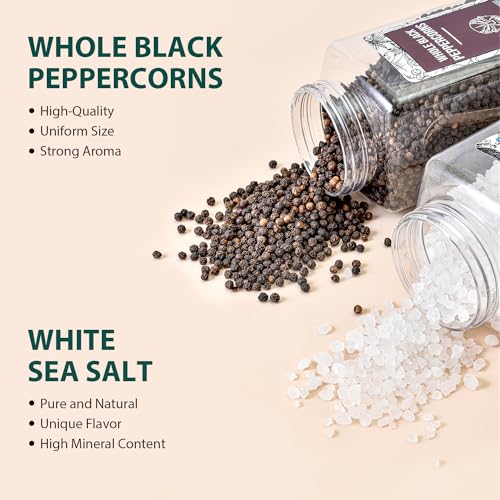 Soeos Himalayan Sea Salt, 39 oz 2.4 lb + Whole Black Peppercor...