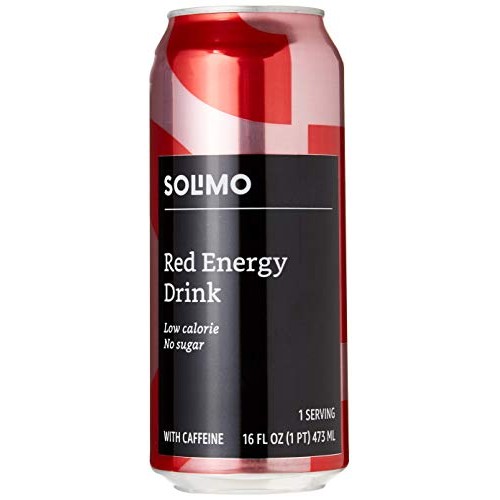 Amazon Brand - Solimo Red Energy Drink, Sugar Free, 16 Fluid Oun