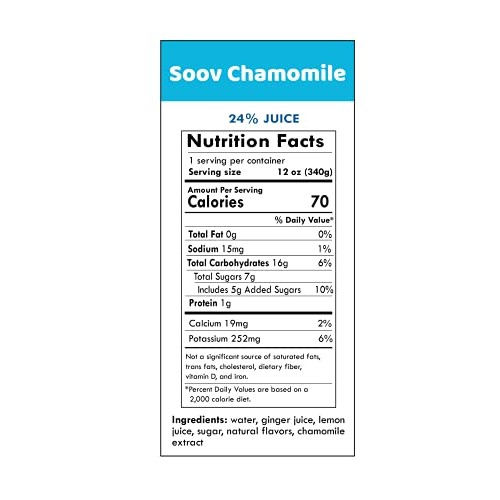 Soov Sparkling Ginger Chamomile Tonic - 12 Pack, Ginger Juice He...