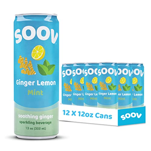 Soov Sparkling Ginger Mint Tonic - 12 Pack, Ginger Juice Healthy...