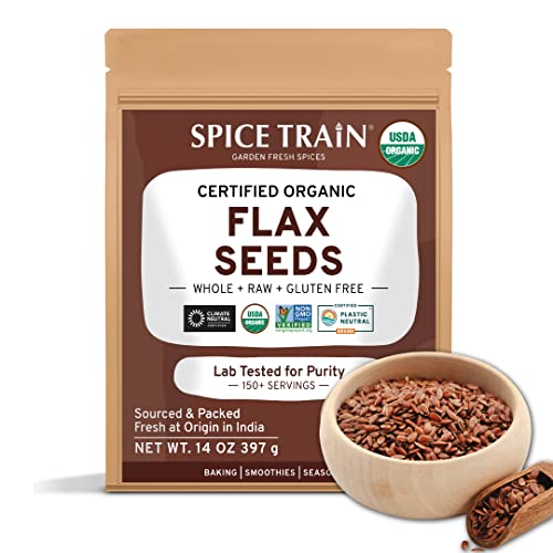 Spice Train, Organic Flax Seed With Omega3 397G/14Oz Usda Cert