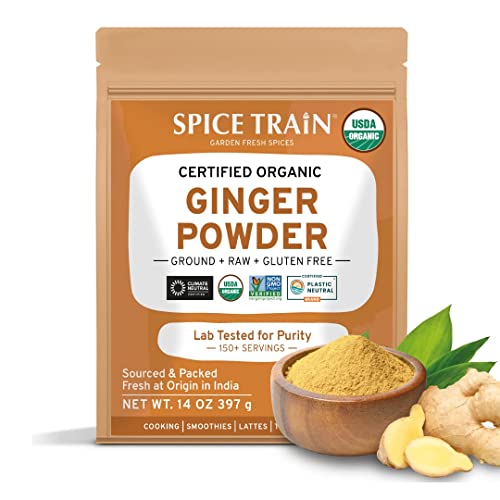 SPICE TRAIN, Organic Ginger Powder 397g/14oz Raw Ground Ginger...