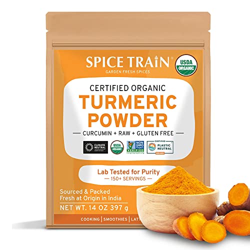 SPICE TRAIN, Organic Turmeric Powder 397g/14oz Made from Raw T...