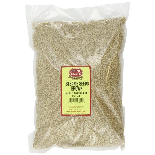 Spicy World Brown Sesame Seeds Natural Bulk, 5-Pounds