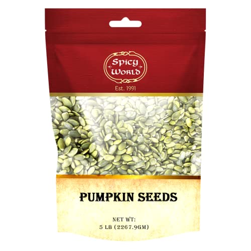 Spicy World Raw Pumpkin Seeds Pepitas 5 LB Bag - No Shell, AAA...