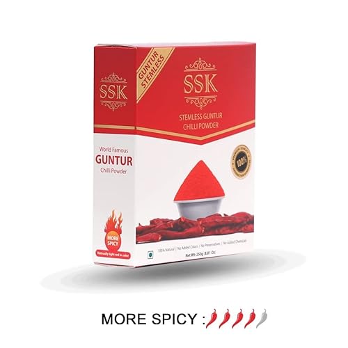 SSK Stemless Guntur Chilli Powder 8.81 oz Box