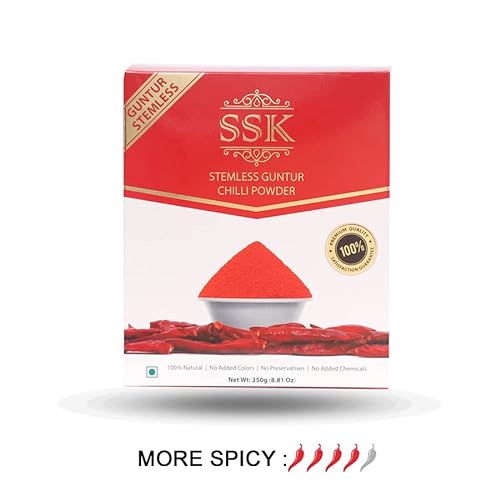 SSK Stemless Guntur Chilli Powder 8.81 oz Box