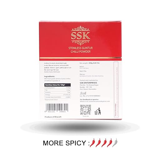 SSK Stemless Guntur Chilli Powder 8.81 oz Box