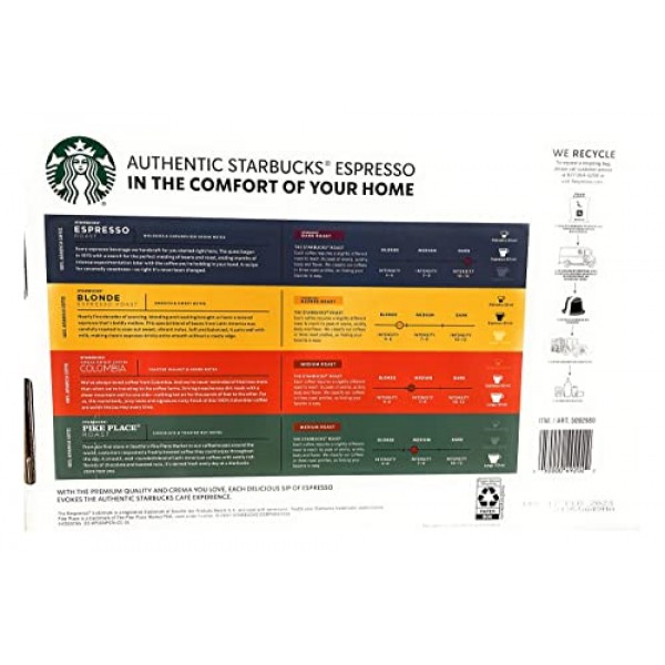 Starbucks Nespresso Original Line Variety Pack Capsules