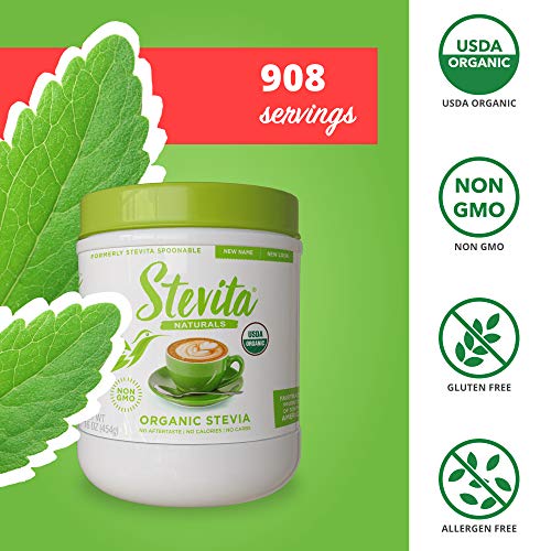 Stevita Organic Spoonable Stevia Powder 2 Pack - 16 Ounce Jars