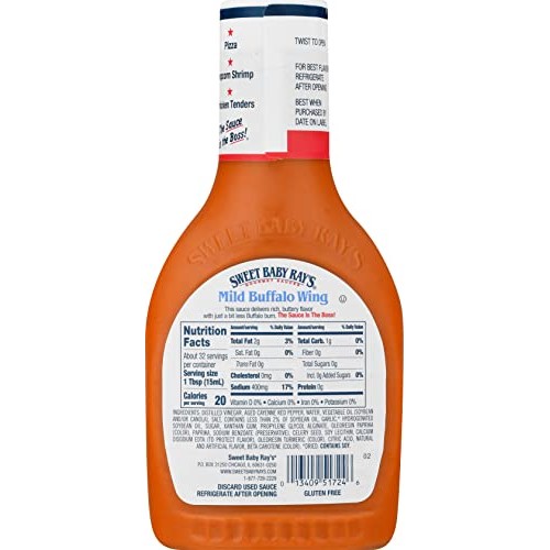 Sweet Baby Rays Wing Sauce, Mild Buffalo, 16 Oz Pack Of 6