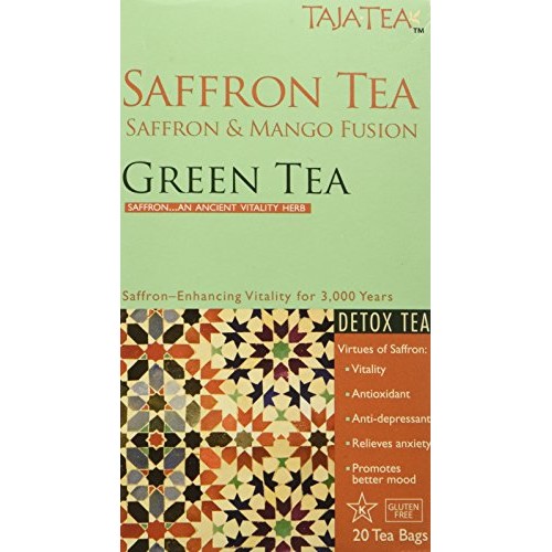 Taja Tea Saffron And Mango Detox Green Tea, 20 Bags