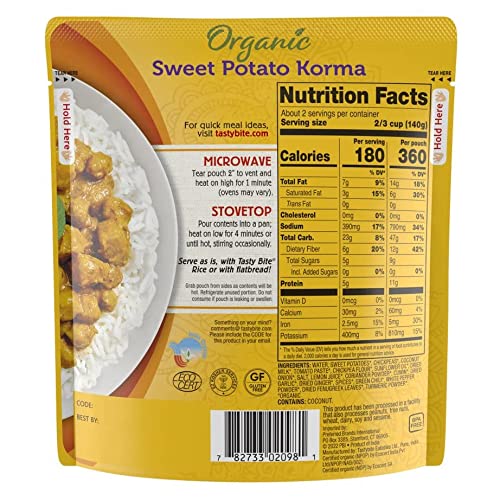 Tasty Bite Organic Sweet Potato Korma, Microwaveable Ready To Ea