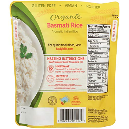 Tastybite, Rice Basmati Organic, 8.8 Ounce