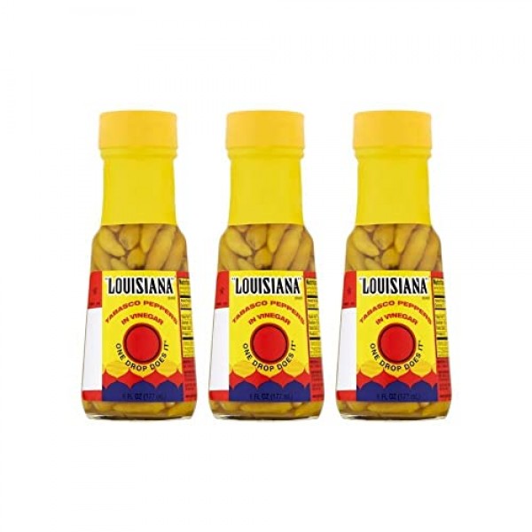 Louisiana Tabasco Peppers in Vinegar 6oz, Pack of 3