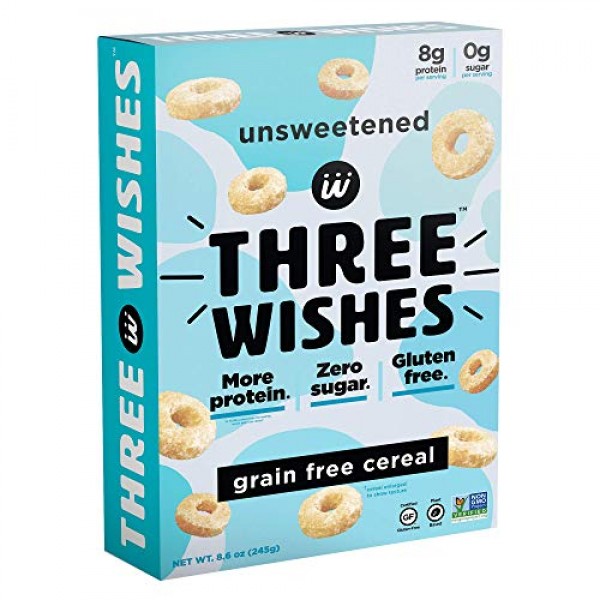 Plant-Based and Vegan Breakfast Cereal by Three Wishes - Fruity, 6 Pack -  More Protein and Less Sugar Snack - Gluten-Free, Grain-Free - Non-GMO