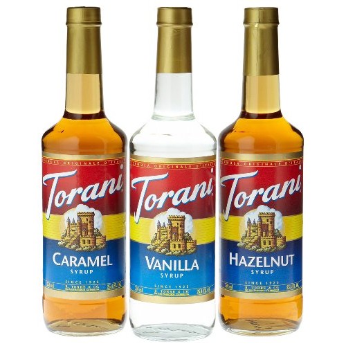 Torani Coffee Syrup Variety Pack - Vanilla, Caramel, Hazelnut, 3