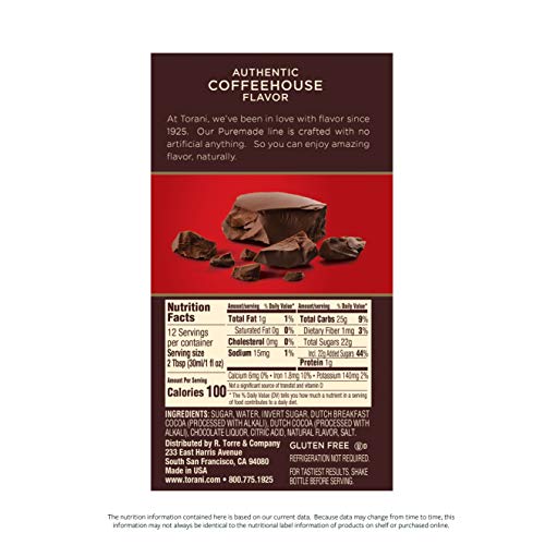 Torani Puremade Dark Chocolate Sauce, 16.5 Ounces Pack Of 4