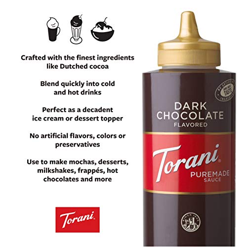 Torani Puremade Dark Chocolate Sauce, 16.5 Ounces Pack Of 4