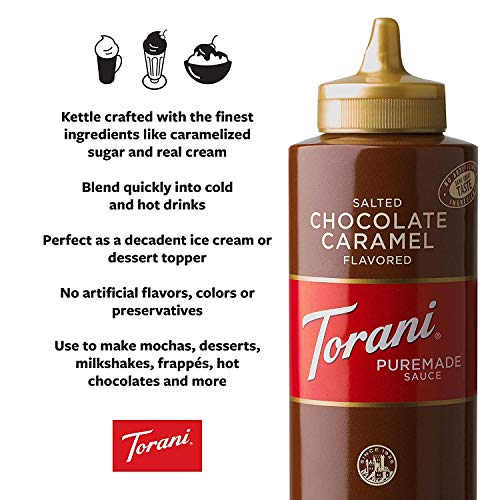 Torani Puremade Sauce, Salted Chocolate Caramel Flavor, Squzzee