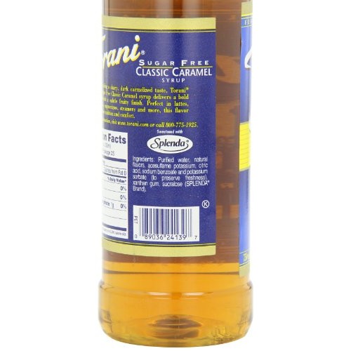 Torani Sugar Free Syrup, Classic Caramel, 25.4 Ounces Pack Of 4