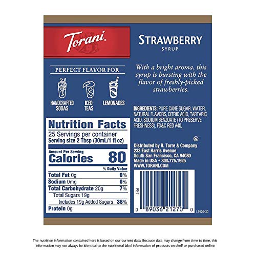 Torani Syrup, Strawberry, 25.4 Ounce