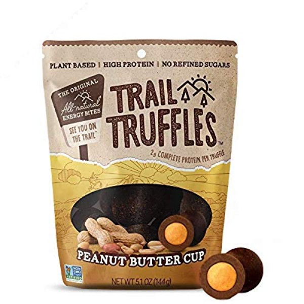 Dark Chocolate Peanut Butter Filled Bites + Plant-Based Protein