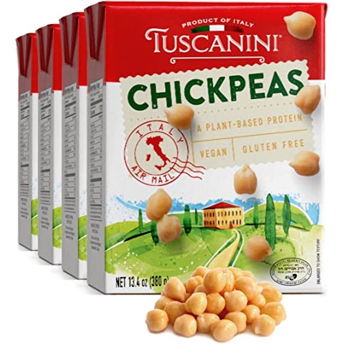 Tuscanini Chickpeas, 13.4oz 4 Pack | Ready to Eat | Plant Base...