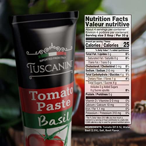 Tuscanini Italian Basil Tomato Paste, 4.5oz Tube 2 Pack | Made...