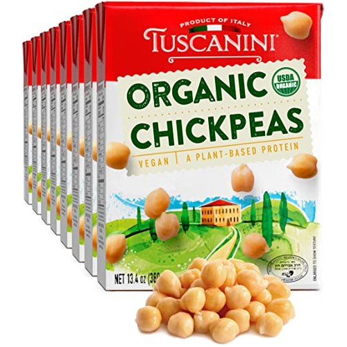 Tuscanini Organic Chickpeas, 13.4oz 8 Pack | Ready to Eat | Pl...