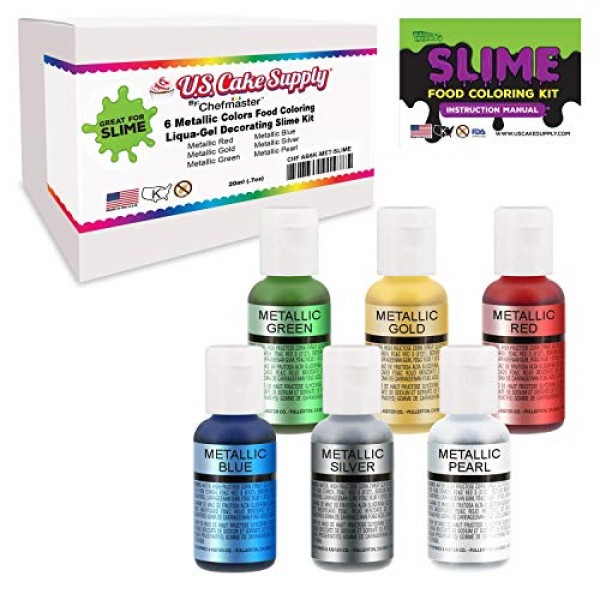6 Metallic Colors Airbrush Food Coloring Decorating Slime Kit –