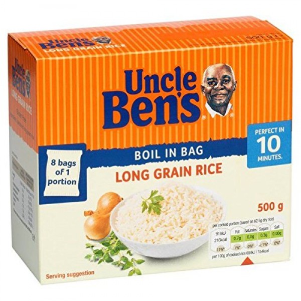 Uncle Bens Long Grain Rice Boil In the Bag - 8 x 62.5g