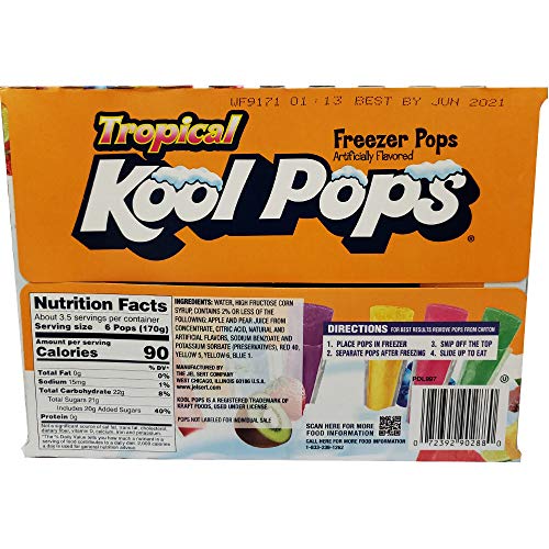 Pack of 16, 320 Ct Kool Aid Freezer Pops Tropical Flavors