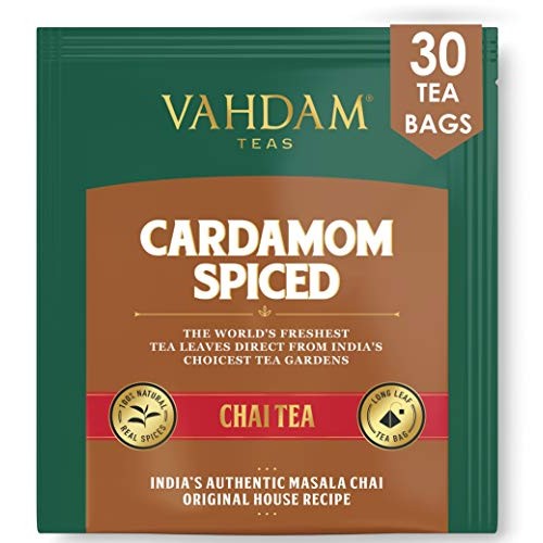 Cardamom Chai Tea - 30 Pyramid Tea Bags - 100% Natural Crushed C