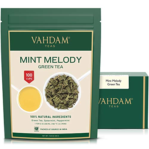 Vahdam, Mint Green Tea Loose Leaf 100 Cups | Rich Anti-Oxidant