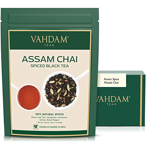 Vahdam, Assam Spiced Masala Chai Tea 50 Cups | 100% Natural Sp