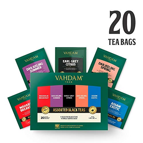 Vahdam, Black Tea Sampler, 5 Teas - Tea Variety Pack | Assorted