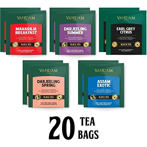 Vahdam, Black Tea Sampler, 5 Teas - Tea Variety Pack | Assorted