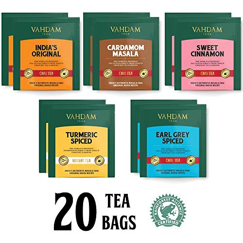 Vahdam, Chai Tea Sampler, 5 Teas - Tea Variety Pack | Assorted C