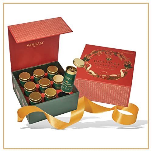 Vahdam, Christmas Tea Gift Set - Holiday Breakfast Tea, 9 Tea Bl