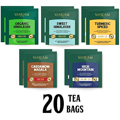 Vahdam, Detox Tea Sampler, 5 Teas - Tea Variety Pack | 20 Detox