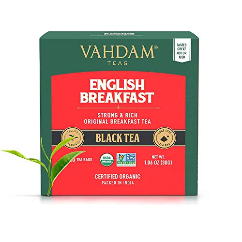 Vahdam, English Breakfast Tea 30 Pyramid Tea Bags| High Energy