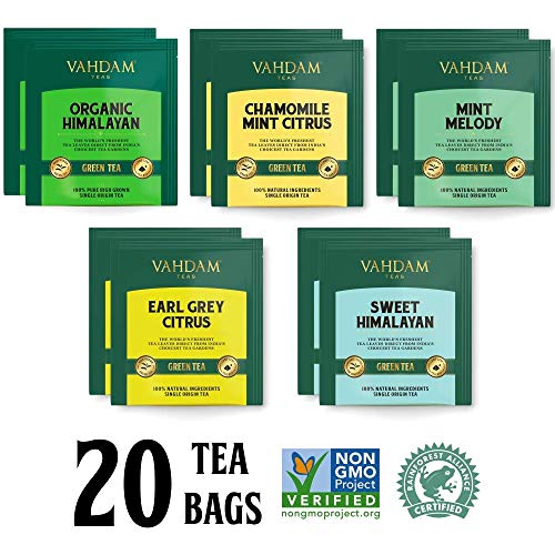 Vahdam, Green Tea Sampler, 5 Teas - Tea Variety Pack | Assorted