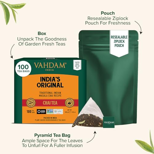 VAHDAM, Indias Original Masala Chai Tea Bags 100 Count Non GM...