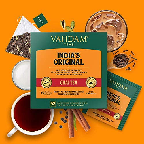 Vahdam, Indias Original Masala Chai Tea Bags, 30 Tea Bags, 100%